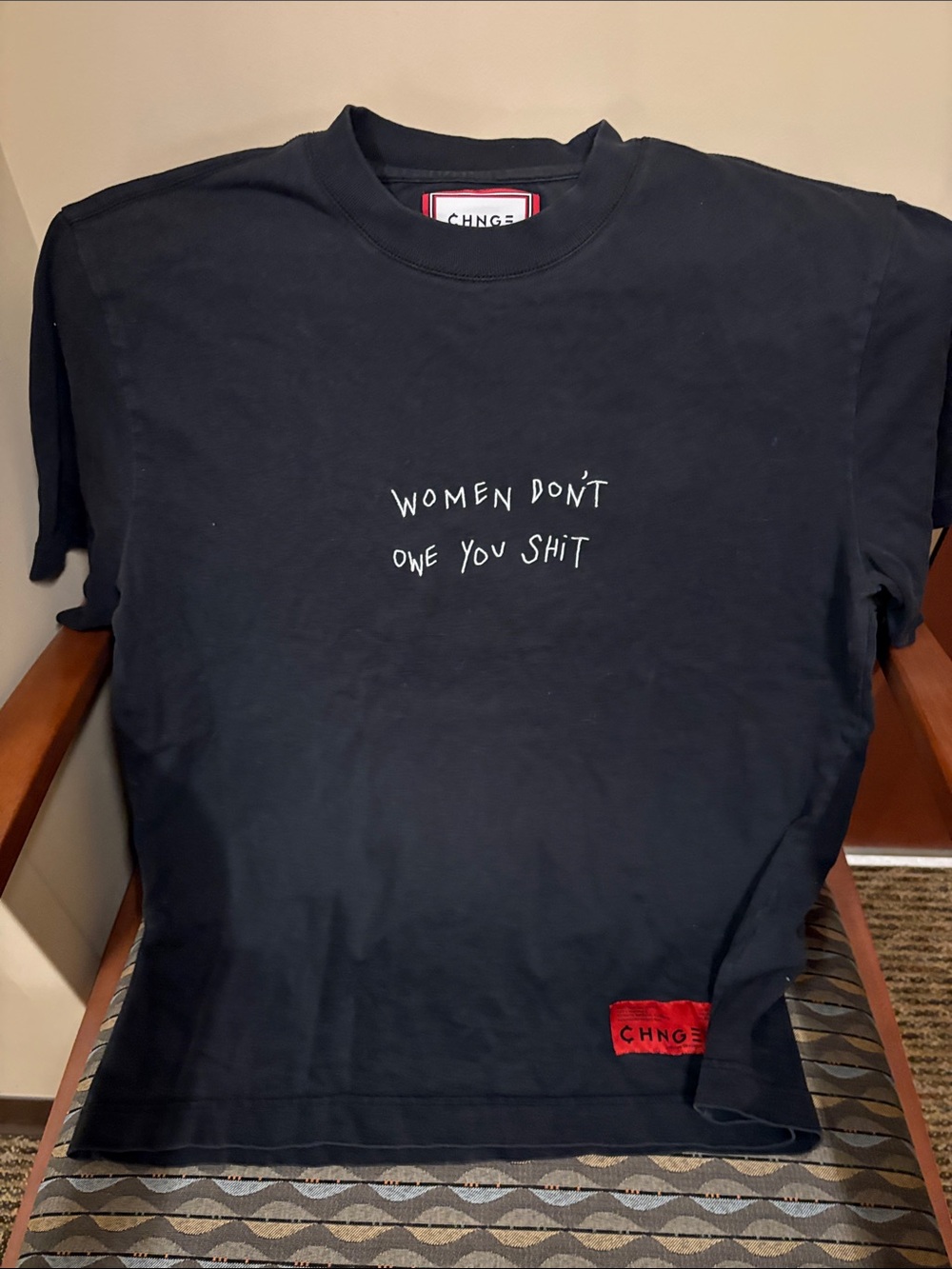 CHNGE Black Short-Sleeve Tee with White Slogan
